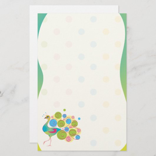 Extravagantes Pfau-Briefpapier Briefpapier (Vorne/Hinten)