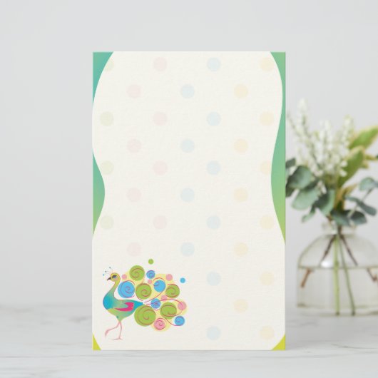 Extravagantes Pfau-Briefpapier Briefpapier (Stehend Vorderseite)