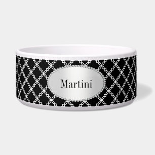 Extravagantes Quatrefolienmuster Schwarz/Weiß Napf