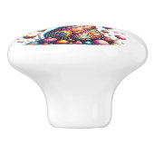 Extravagantes Rainbow-farbenes Toadstool Keramikknauf (Seitenansicht)