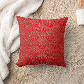 Extravagantes Red and Gold Damask Muster Kissen (Decke)