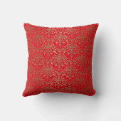 Extravagantes Red and Gold Damask Muster Kissen (Rückseite)