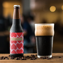 Extravagantes romantisches Rot-Rot-Rosa-Herz-Muste Bierflaschenetikett