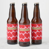 Extravagantes romantisches Rot-Rot-Rosa-Herz-Muste Bierflaschenetikett (Flaschen)