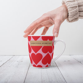 Extravagantes romantisches Rot-Rot-Rosa-Herz-Muste Milchtasse