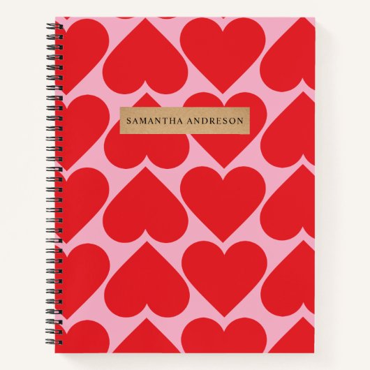 Extravagantes romantisches Rot-Rot-Rosa-Herz-Muste Notizblock (Vorderseite)