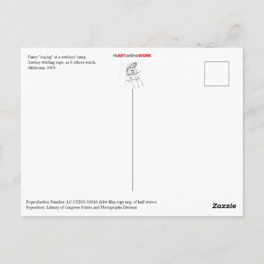 Extravagantes Roping Postkarte (Rückseite)