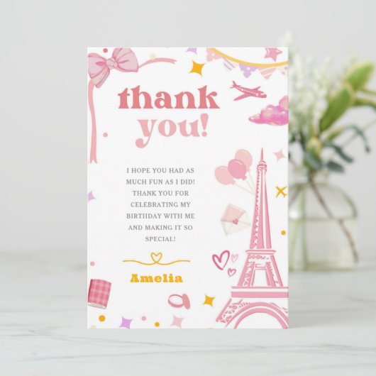 Extravagantes rosa Eiffelturm Paris Thema Danke Ka (Stehend Vorderseite)