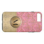 Extravagantes rosa- und goldfarbenes Monogramm-Dam Case-Mate iPhone Hülle (Rückseite (Horizontal))
