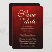 Extravagantes Rot & Gold Save the Date Einladung (Vorne/Hinten)