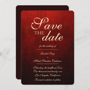 Extravagantes Rot & Gold Save the Date Einladung