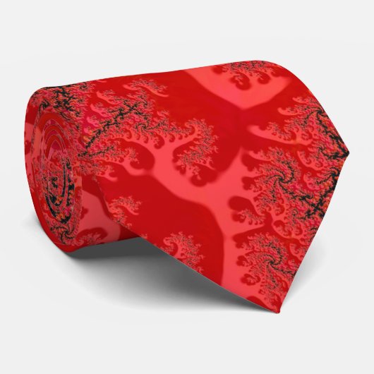 Extravagantes Rot-Schwarz-Filigree-Fraktal Abstrak Krawatte (Gerollt)