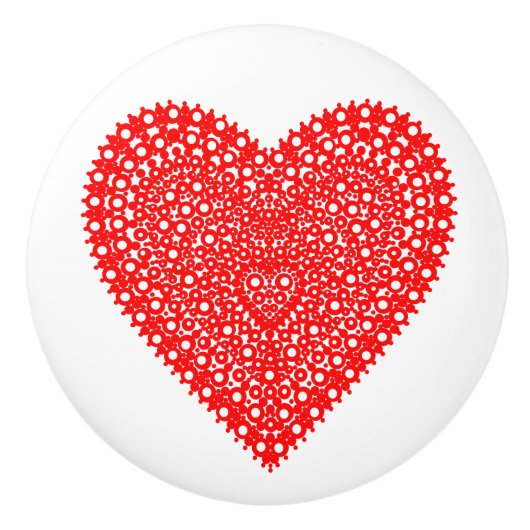 Extravagantes rotes Herz-Grafik-Design Keramikknauf (Vorderseite)