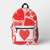 Extravagantes Rotes Herz Personalisiert Bedruckter Rucksack (Vorderseite)