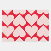 Extravagantes rotes und rosafarbenes Herzmuster - Geschenkpapier Set (Vorderseite)