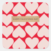 Extravagantes rotes und rosafarbenes Herzmuster - Quadratischer Aufkleber (Vorderseite)