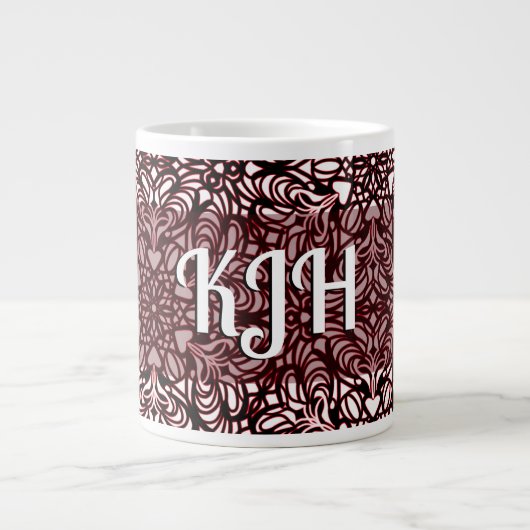 Extravagantes Rotes und Schwarzes Herz Jumbo-Tasse (Vorderseite)