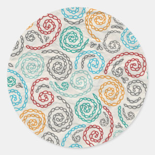 Extravagantes rumpled Papier der Stickerei Runder Aufkleber