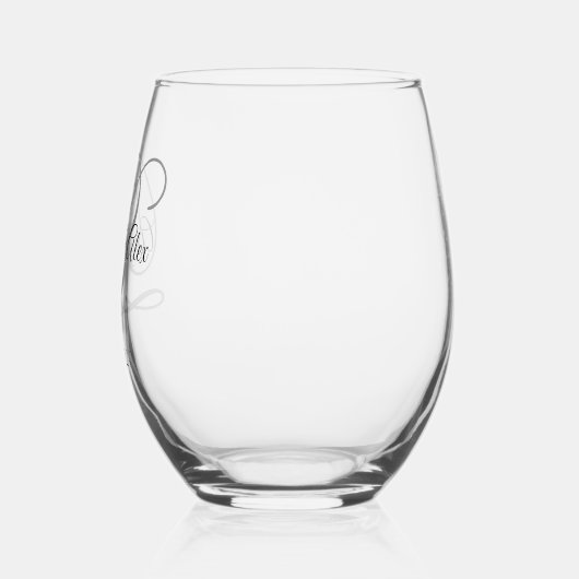 Extravagantes Schwarz-Grau-Skript Mit Monogramm Weinglas Ohne Stiel (Links)