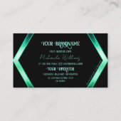 Extravagantes Schwarz-Schimmern Aquamarines Muster Visitenkarte (Rückseite)