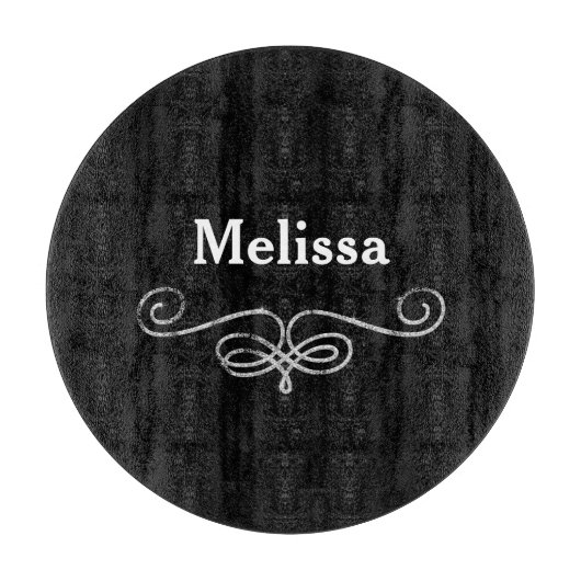 Extravagantes Schwarz und Silber Schneidebrett (Vorderseite)