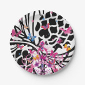 Extravagantes Schwarz-Weiß-Schmetterlingspapier Pappteller (Vorderseite)