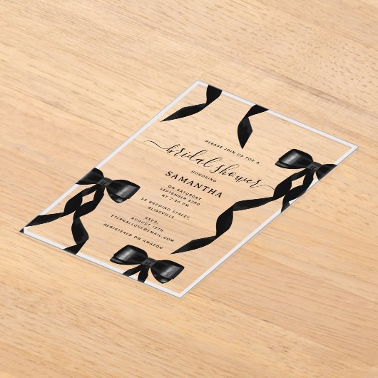 Extravagantes Schwarzes Bow-Brautparty Acryleinladungen (Ablage )