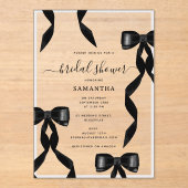 Extravagantes Schwarzes Bow-Brautparty Acryleinladungen (Vorderseite)