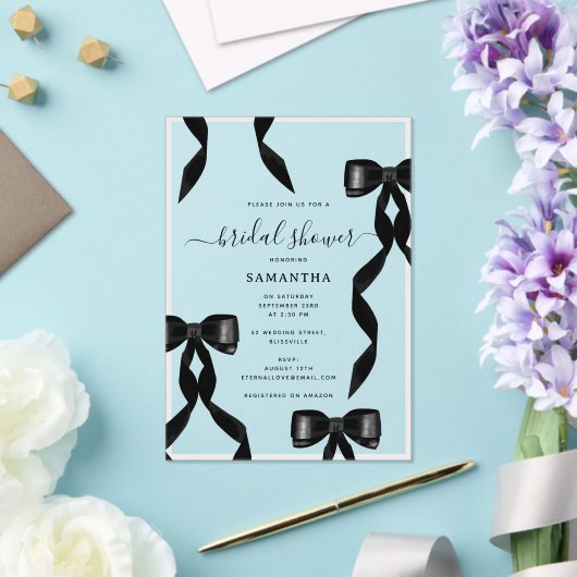 Extravagantes Schwarzes Bow-Brautparty Acryleinladungen (In Situ (Hochzeit))