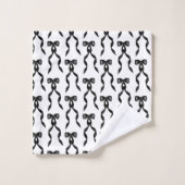 Extravagantes Schwarzes Bow-Muster Badhandtuch Set (Waschlappen)