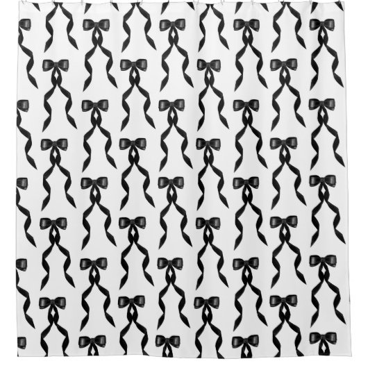 Extravagantes Schwarzes Bow-Muster Duschvorhang (Vorderseite)