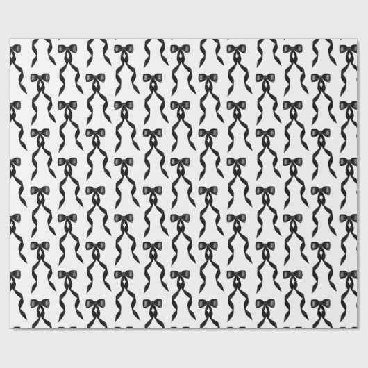 Extravagantes Schwarzes Bow-Muster Geschenkpapier (Flach)