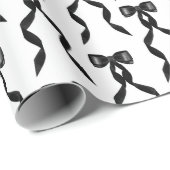 Extravagantes Schwarzes Bow-Muster Geschenkpapier (Rolleneckpunkt)