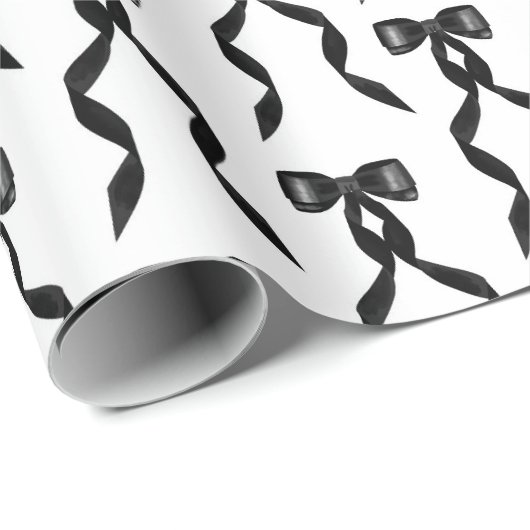 Extravagantes Schwarzes Bow-Muster Geschenkpapier (Rolleneckpunkt)