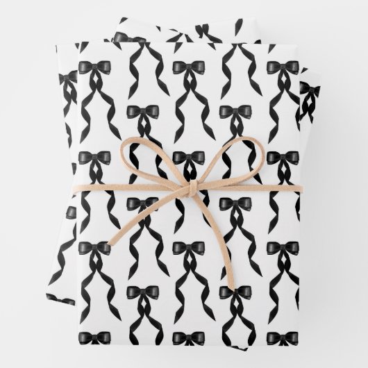 Extravagantes Schwarzes Bow-Muster Geschenkpapier Set (Beispiel)