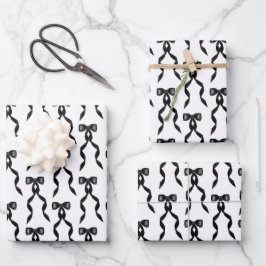 Extravagantes Schwarzes Bow-Muster Geschenkpapier Set