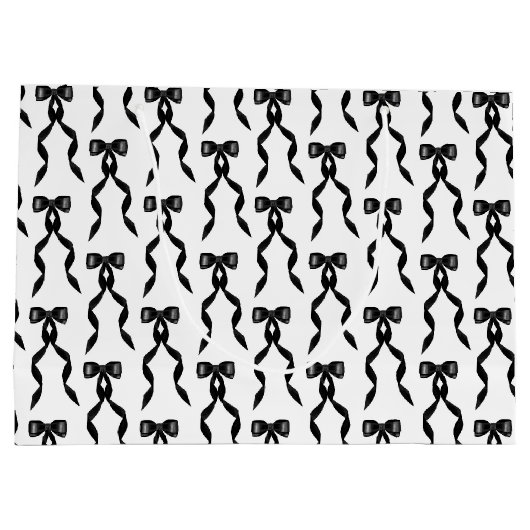 Extravagantes Schwarzes Bow-Muster Große Geschenktüte (Rückseite)