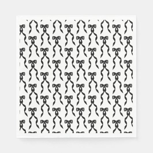 Extravagantes Schwarzes Bow-Muster Serviette (Vorderseite)