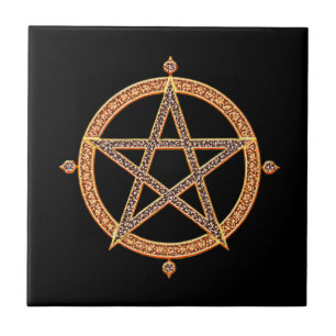 Extravagantes Schwarzes Pentagramm Dekorative Tile Fliese