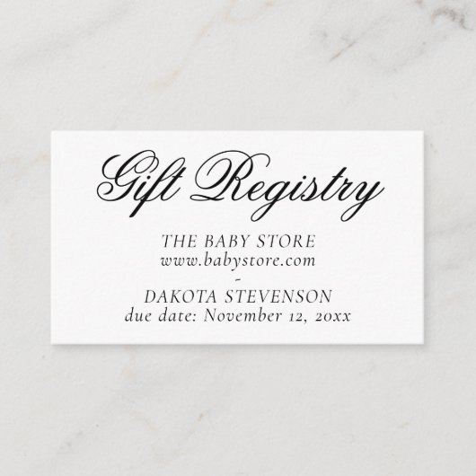 Extravagantes Schwarzes Skript | Elegantes Duschre Begleitkarte (Vorderseite)