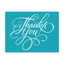 Extravagantes Script Aqua Blue Dankeschön Karte