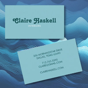 Extravagantes Script Blue Aquamarin Chic Minimal Visitenkarte