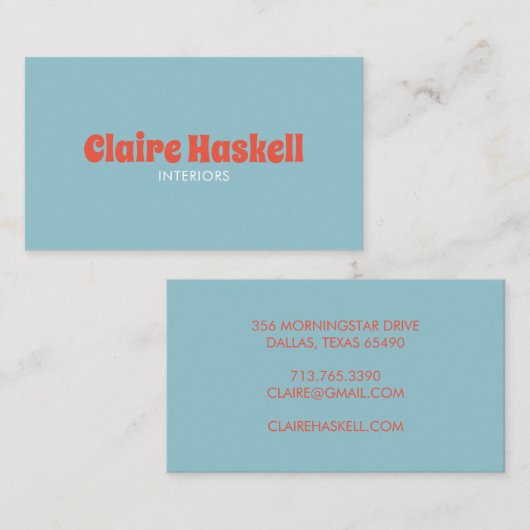 Extravagantes Script Blue Tomato Red Chic Minimal Visitenkarte (Vorne/Hinten)