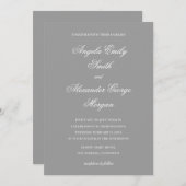 Extravagantes Script Calligraphy Gray Einladung (Vorne/Hinten)