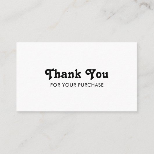 Extravagantes Script Chic B&W Order Danke Minimal Visitenkarte (Vorderseite)