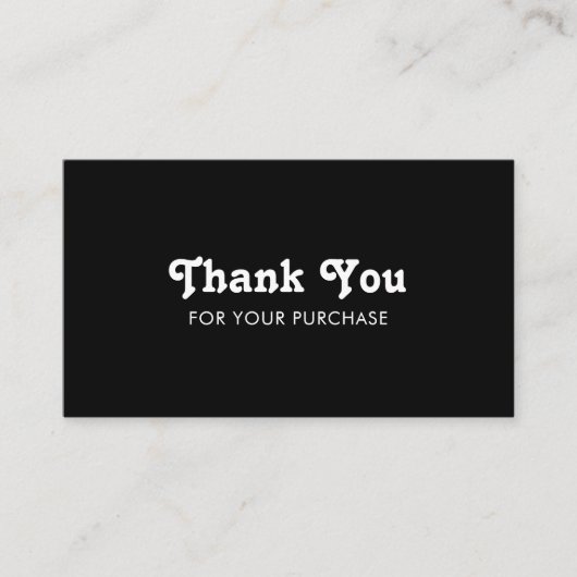 Extravagantes Script Chic B&W Order Danke Minimal  Visitenkarte (Vorderseite)