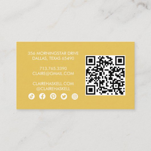 Extravagantes Script Chic Mustard Order Vielen Dan Visitenkarte (Rückseite)