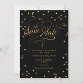 Extravagantes Script Confetti Babydusche Einladung (Vorderseite)