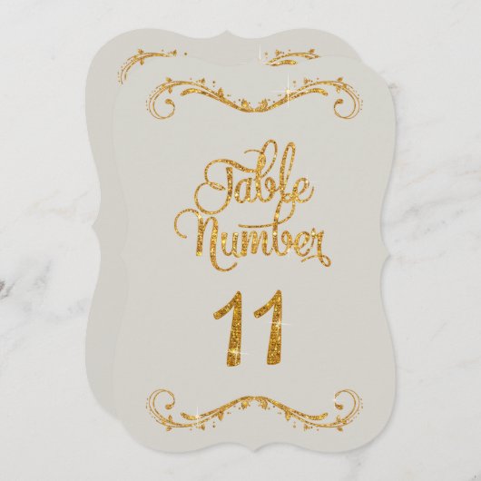 Extravagantes Script Glitzer Tischnummer 11 Ereign (Vorne/Hinten)