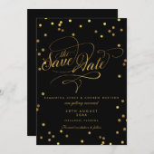 Extravagantes Script Gold Confetti Hochzeit speich Save The Date (Vorne/Hinten)